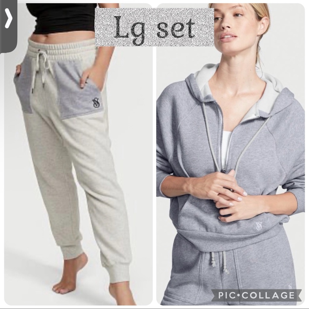 Victoria’s secret classic jogger half zip hoodie denim blue sz lg 2022 edition
